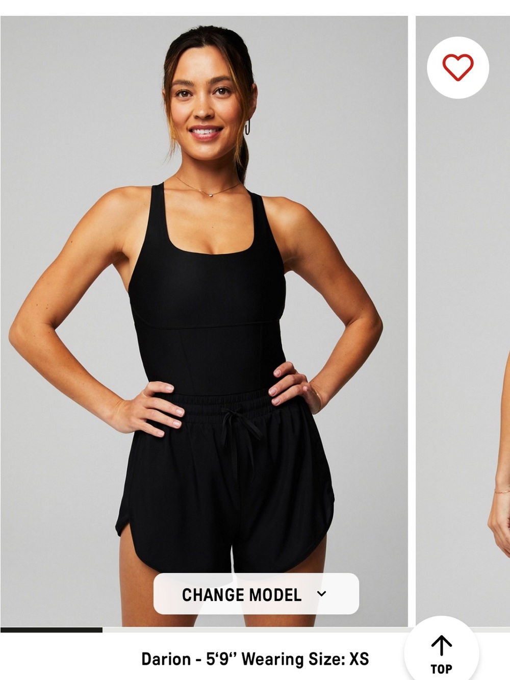 Fabletics Small Black Sport Short Onesie Womens Racerback One-Piece Romper